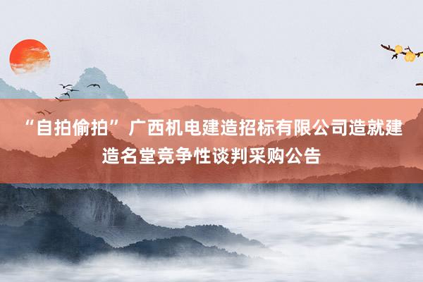 “自拍偷拍” 广西机电建造招标有限公司造就建造名堂竞争性谈判采购公告