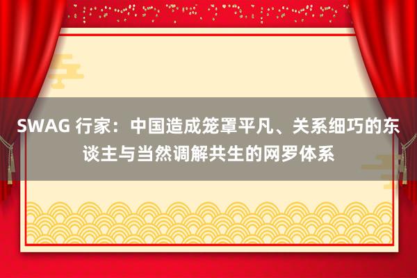 SWAG 行家：中国造成笼罩平凡、关系细巧的东谈主与当然调解共生的网罗体系