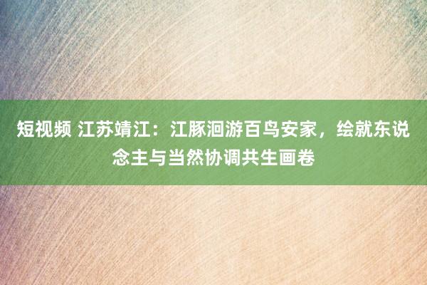 短视频 江苏靖江：江豚洄游百鸟安家，绘就东说念主与当然协调共生画卷